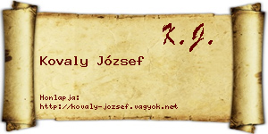Kovaly József névjegykártya